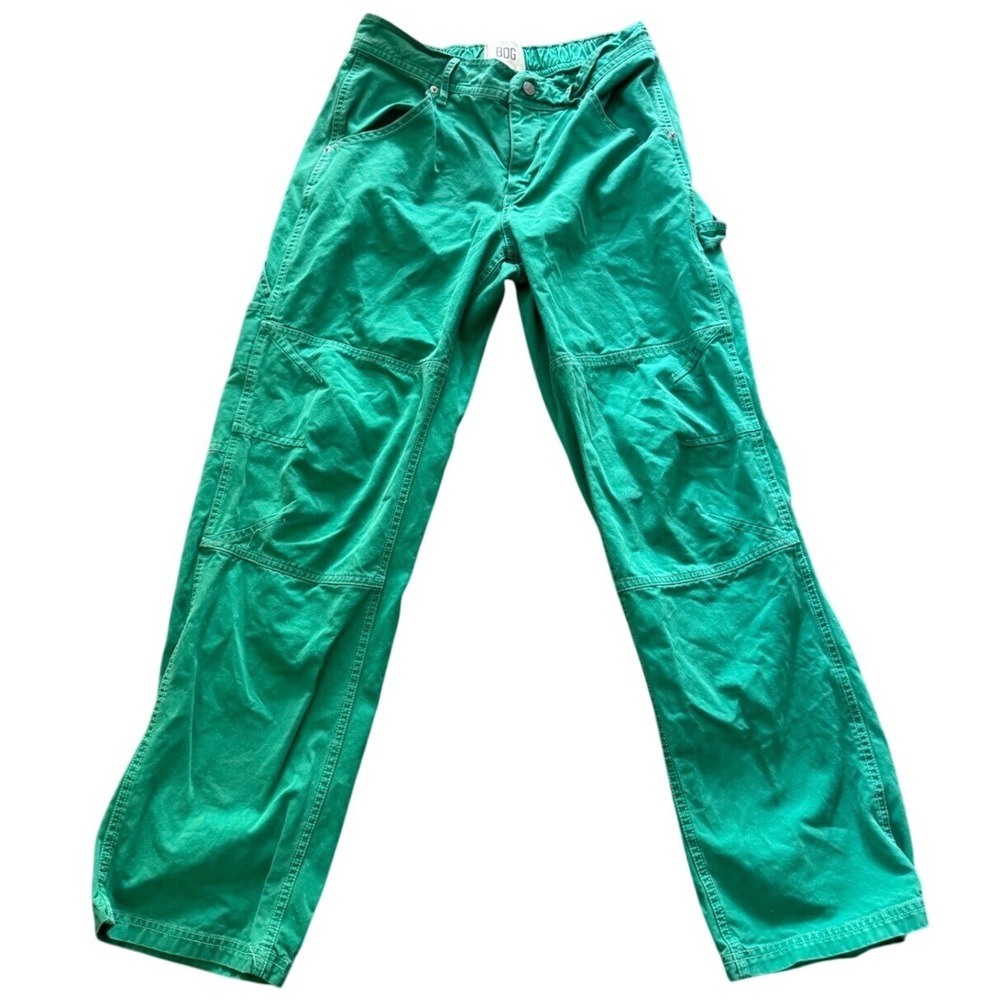 Y2K Carpenter Pants Womens Size 0 BDG Urban Outfitters Green Wide Leg Utility